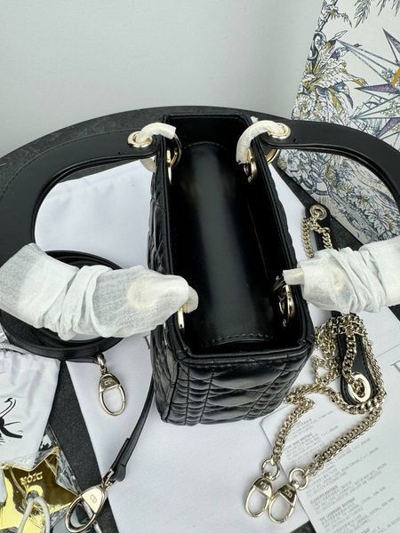Сумка в стилі Dior Lady Mini Black Gold P6019 фото