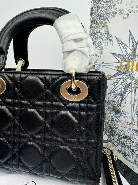 Сумка в стилі Dior Lady Mini Black Gold P6019 фото