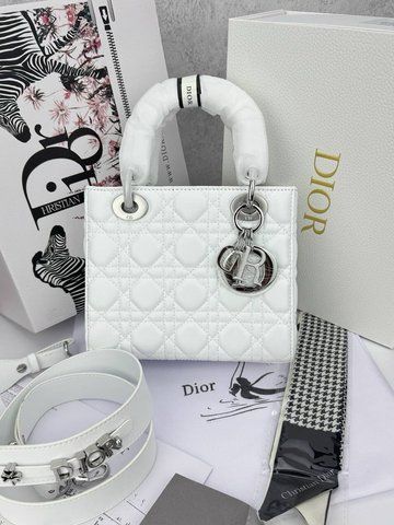 Сумка в стилі Dior Lady White Silver P6040 фото