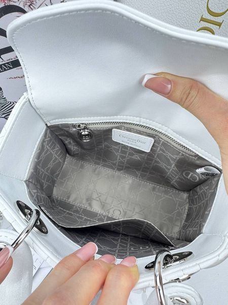 Сумка в стилі Dior Lady White Silver P6040 фото