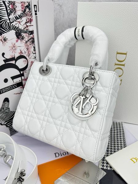 Сумка в стилі Dior Lady White Silver P6040 фото