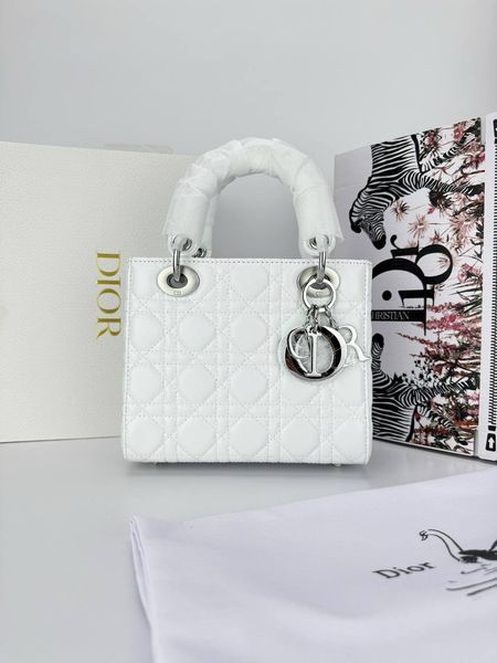 Сумка в стилі Dior Lady White Silver P6040 фото