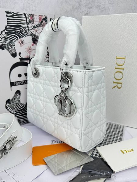 Сумка в стилі Dior Lady White Silver P6040 фото