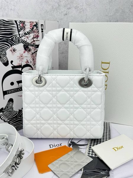 Сумка в стилі Dior Lady White Silver P6040 фото