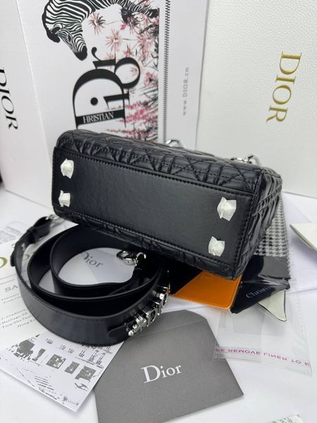 Сумка в стилі Dior Lady Black Silver 20 см 	P6039 фото