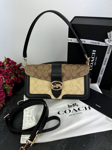 Модель в стилі Coach Black/Beige Logo Р9023 фото