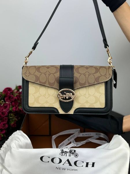 Модель в стилі Coach Black/Beige Logo Р9023 фото