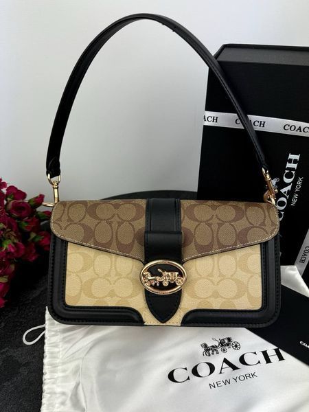 Модель в стилі Coach Black/Beige Logo Р9023 фото