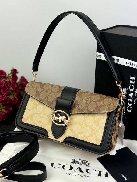 Модель в стилі Coach Black/Beige Logo Р9023 фото