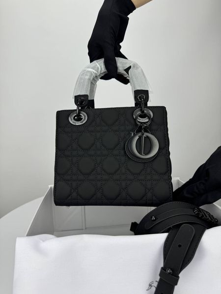 Сумка в стилі  Dior Lady Total Black 20 см 	P6033 фото