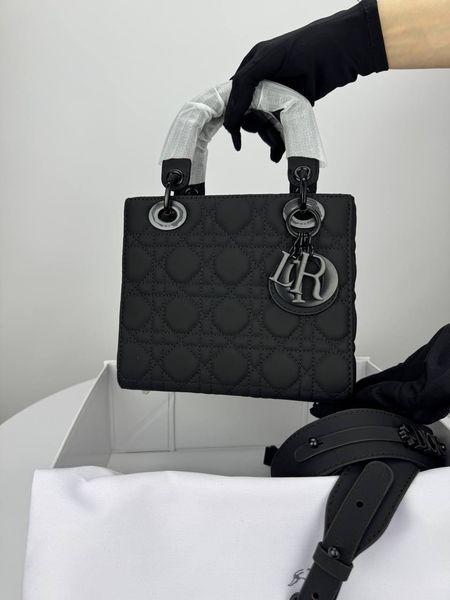 Сумка в стилі  Dior Lady Total Black 20 см 	P6033 фото