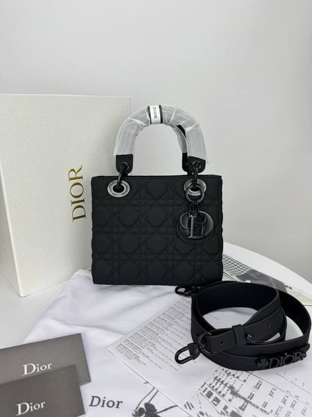 Сумка в стилі  Dior Lady Total Black 20 см 	P6033 фото