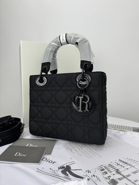 Сумка в стилі  Dior Lady Total Black 20 см 	P6033 фото