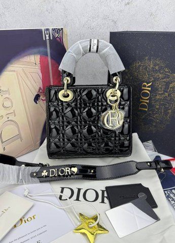 Сумка в стилі Dior Lady Black Gold P6031 фото