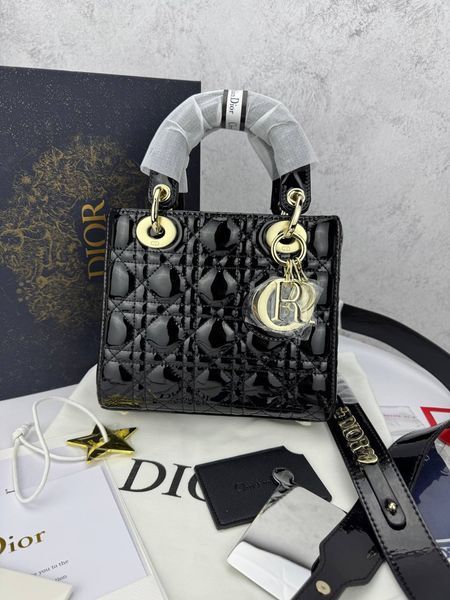 Сумка в стилі Dior Lady Black Gold P6031 фото