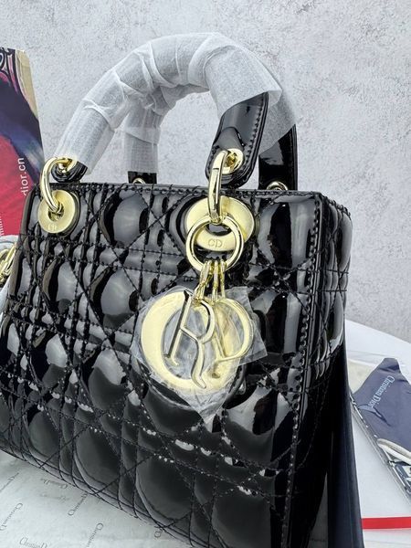 Сумка в стилі Dior Lady Black Gold P6031 фото