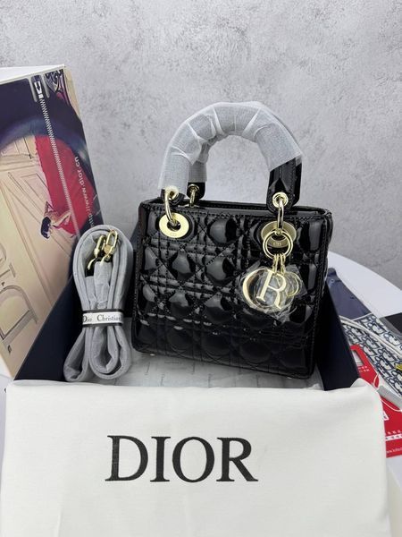 Сумка в стилі Dior Lady Black Gold P6031 фото