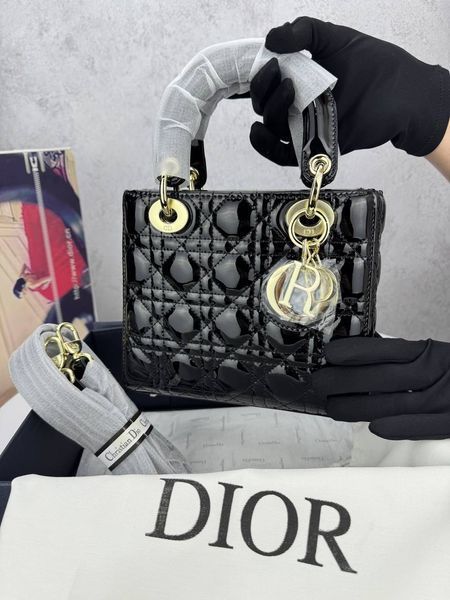 Сумка в стилі Dior Lady Black Gold P6031 фото