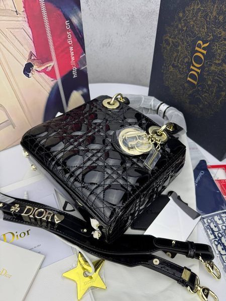 Сумка в стилі Dior Lady Black Gold P6031 фото