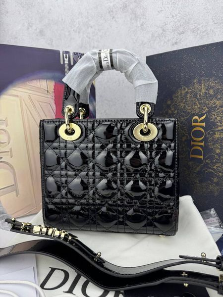 Сумка в стилі Dior Lady Black Gold P6031 фото