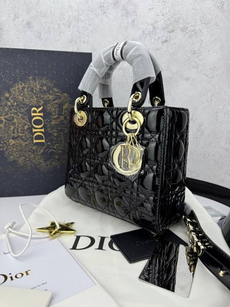 Сумка в стилі Dior Lady Black Gold P6031 фото