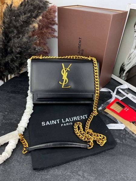 Сумка в стилі Yves Saint Laurent Sunset Black Gold P5019 фото
