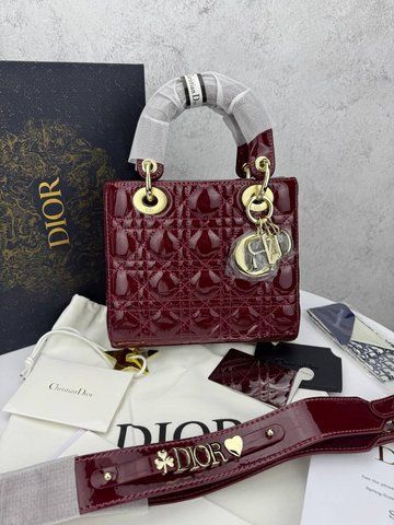 Сумка в стилі Dior Lady Burgundy Gold P6030 фото