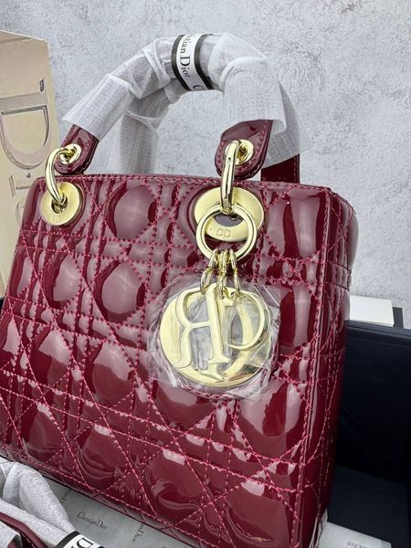 Сумка в стилі Dior Lady Burgundy Gold P6030 фото