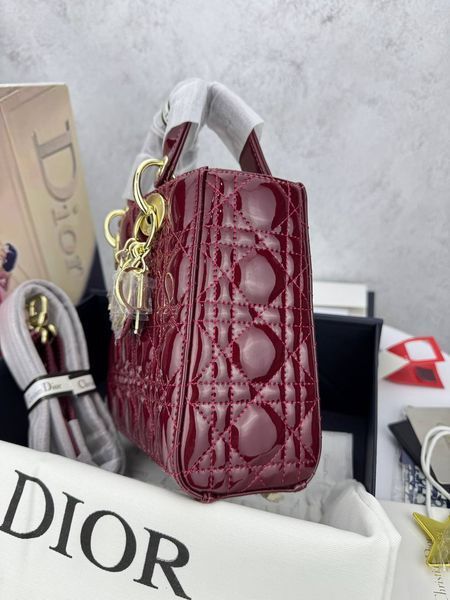 Сумка в стилі Dior Lady Burgundy Gold P6030 фото