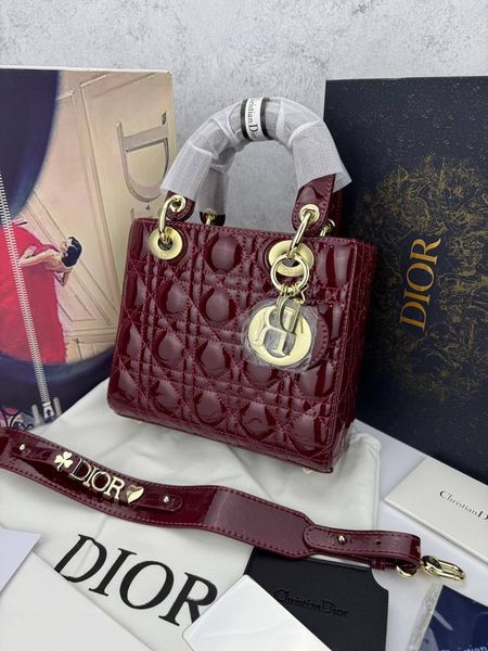 Сумка в стилі Dior Lady Burgundy Gold P6030 фото