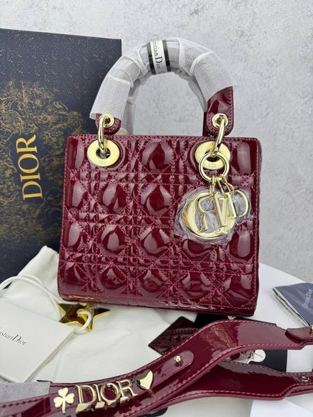 Сумка в стилі Dior Lady Burgundy Gold P6030 фото
