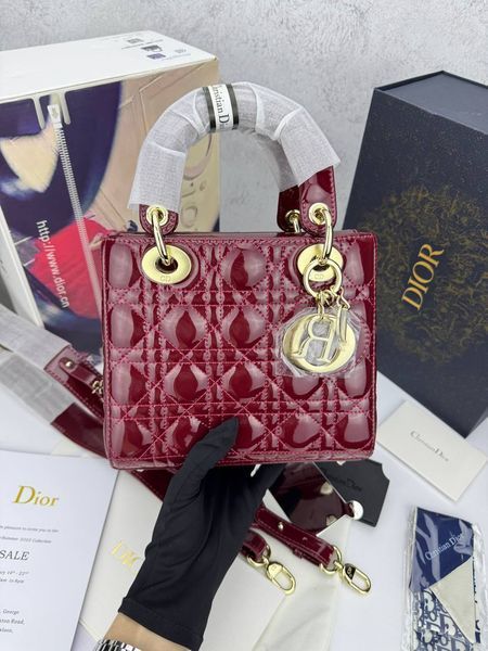 Сумка в стилі Dior Lady Burgundy Gold P6030 фото