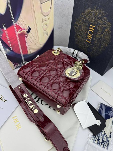 Сумка в стилі Dior Lady Burgundy Gold P6030 фото