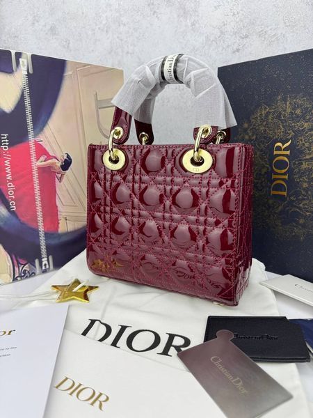 Сумка в стилі Dior Lady Burgundy Gold P6030 фото