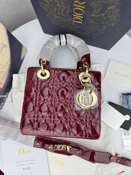 Сумка в стилі Dior Lady Burgundy Gold P6030 фото