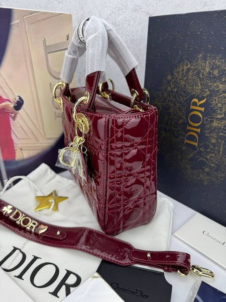 Сумка в стилі Dior Lady Burgundy Gold P6030 фото