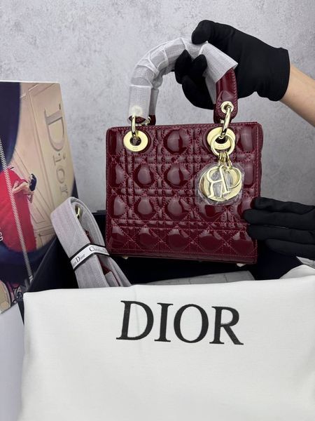 Сумка в стилі Dior Lady Burgundy Gold P6030 фото