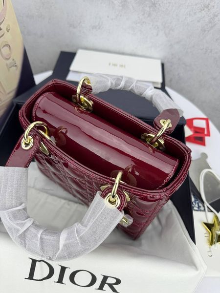 Сумка в стилі Dior Lady Burgundy Gold P6030 фото