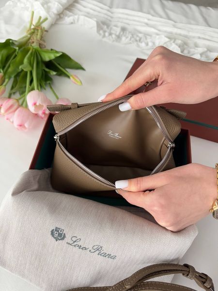 Сумка в стилі Loro Piana Beige Silver P21005 фото