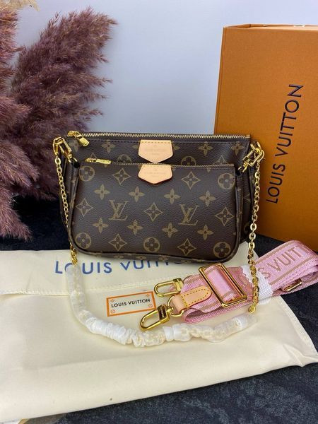 Модель в стилі Louis Vuitton Multi Pochette Brown/Pink 24см P1005 фото
