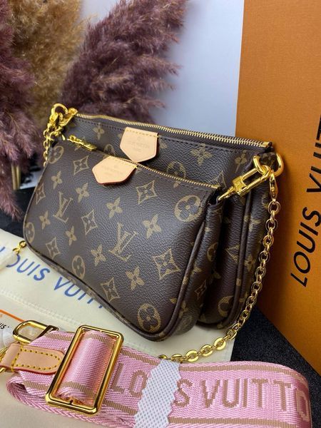 Модель в стилі Louis Vuitton Multi Pochette Brown/Pink 24см P1005 фото