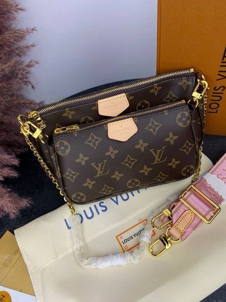 Модель в стилі Louis Vuitton Multi Pochette Brown/Pink 24см P1005 фото