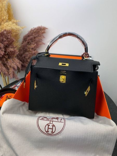 Сумка в стилі Hermes Kelly 25 Black P15002 фото