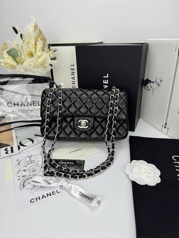 Модель в стилі Chanel Black Silver (з косметичкою) 23 см P10072 фото
