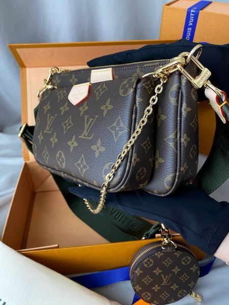 Модель в стилі Louis Vuitton Multi Pochette Brown/Green 24см  P1004 фото