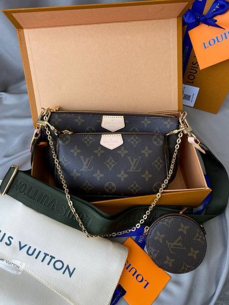 Модель в стилі Louis Vuitton Multi Pochette Brown/Green 24см  P1004 фото
