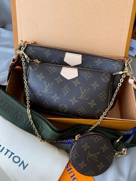 Модель в стилі Louis Vuitton Multi Pochette Brown/Green 24см  P1004 фото