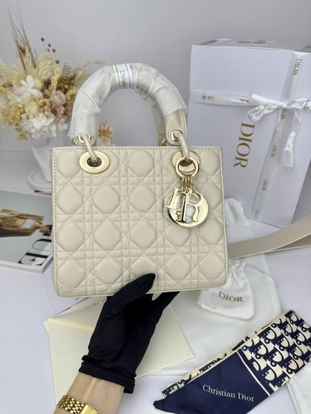 Сумка в стилі Dior Lady Beige Gold P6055 фото