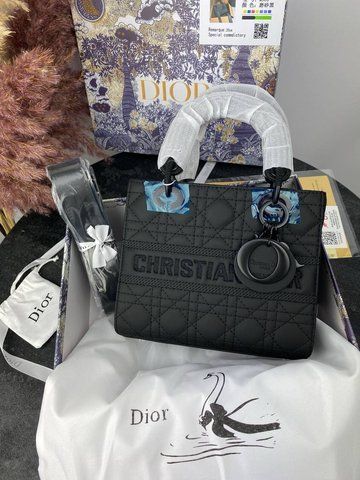 Сумка в стилі Dior Lady Total Black Logo Р6012 фото