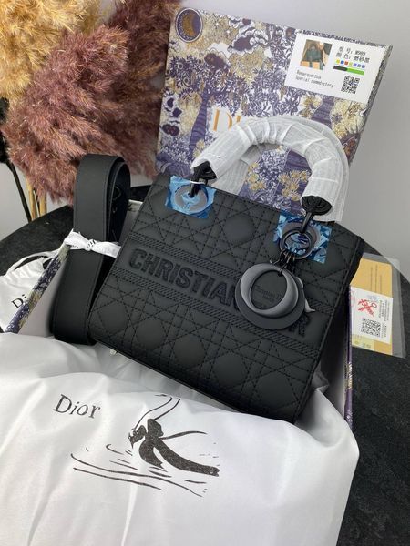 Сумка в стилі Dior Lady Total Black Logo Р6012 фото